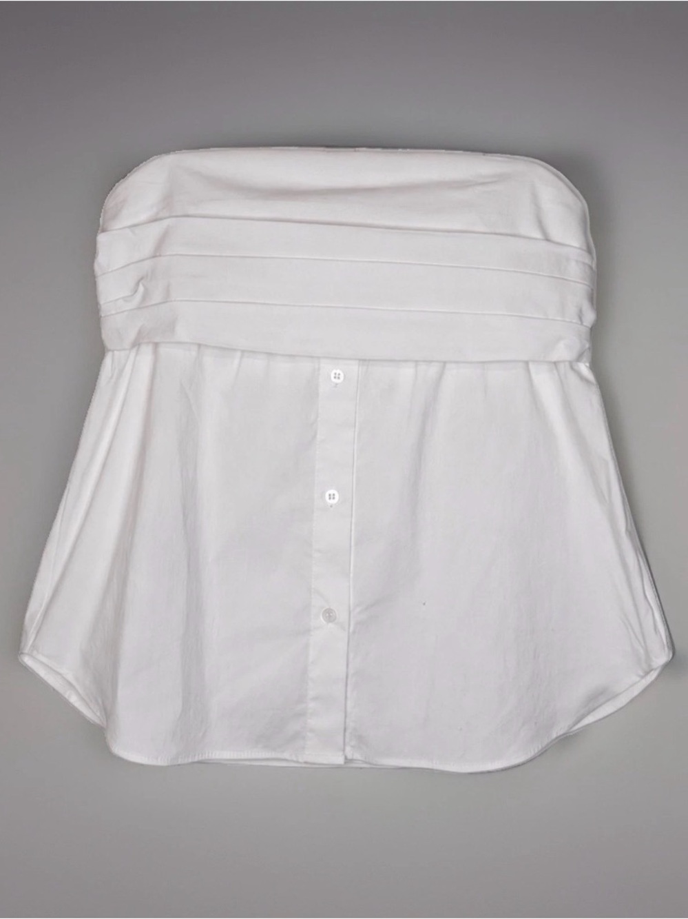 Zara White Strapless Pleated Bust Button-Front Top